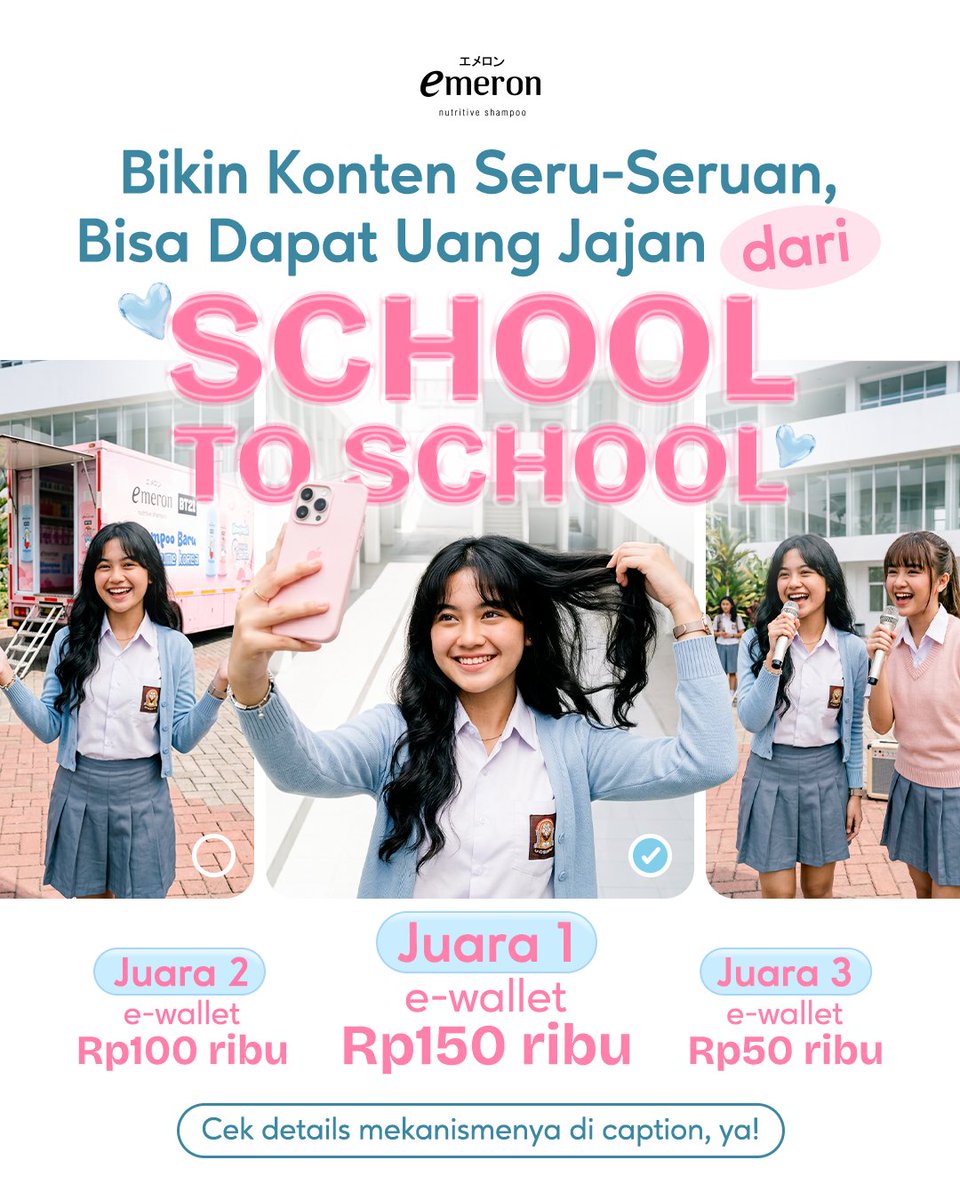 EmeronHairCare's tweet image. Another good news, buat anak-anak SMKN 28 Jakarta! 
Pengen dapat tambahan uang jajan dari MinShine? Bikin konten seru-seruan di Emeron School to School, yuk! 🤑💸

Baca mekanismenya di slide 2 ya!

Semoga beruntung, Girls!

#BT21 #KOYA #RJ #SHOOKY #MANG #CHIMMY #TATA #COOKY #VAN