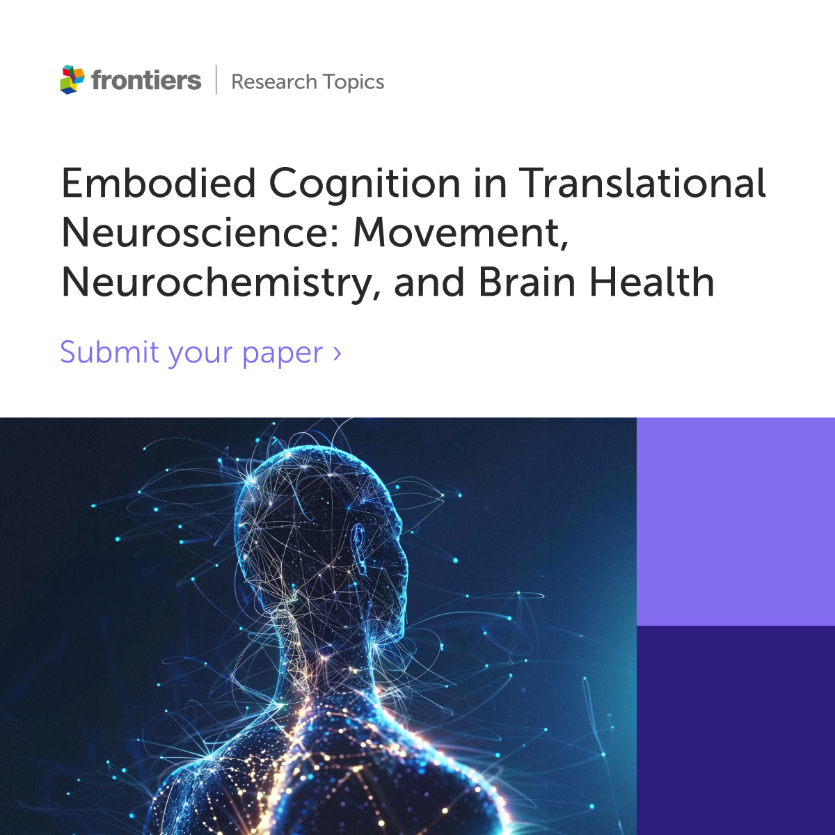 FrontNeurosci's tweet photo. 🧠 Embodied Cognition in Translational Neuroscience: Movement, Neurochemistry & Brain Health — our latest #ResearchTopic in Frontiers in Neuroscience is now open for submissions!

Linked with the 2026 International Symposium on Embodied Cognition (ISEC) 
👉 https://t.co/kEsbEqFBVy

📅 Manuscript deadline: 31 December 2026
🔗 Submit here: https://t.co/l1KFvNy0dS

#EmbodiedCognition #Neuroscience #BrainHealth #MovementScience #TranslationalResearch