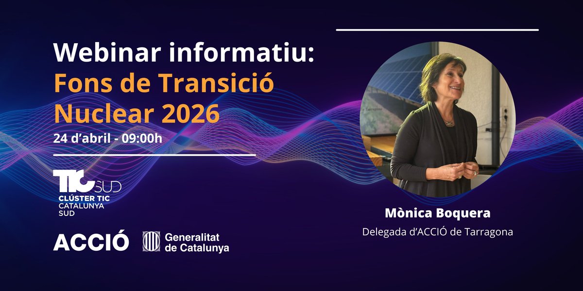 TICSud's tweet image. 💡Nou #WEBINAR informatiu sobre les convocatòries associades als #FonsTransicióNuclear!

✅Uniu-vos a la trobada amb el @TICSud i @accio_cat per conèixer a fons les diferents línies i resoldre qualsevol dubte!

🗓️Divendres 24 d'abril
⏰9h
✍️inntuyo.com/sessio-informa…

#Empresa