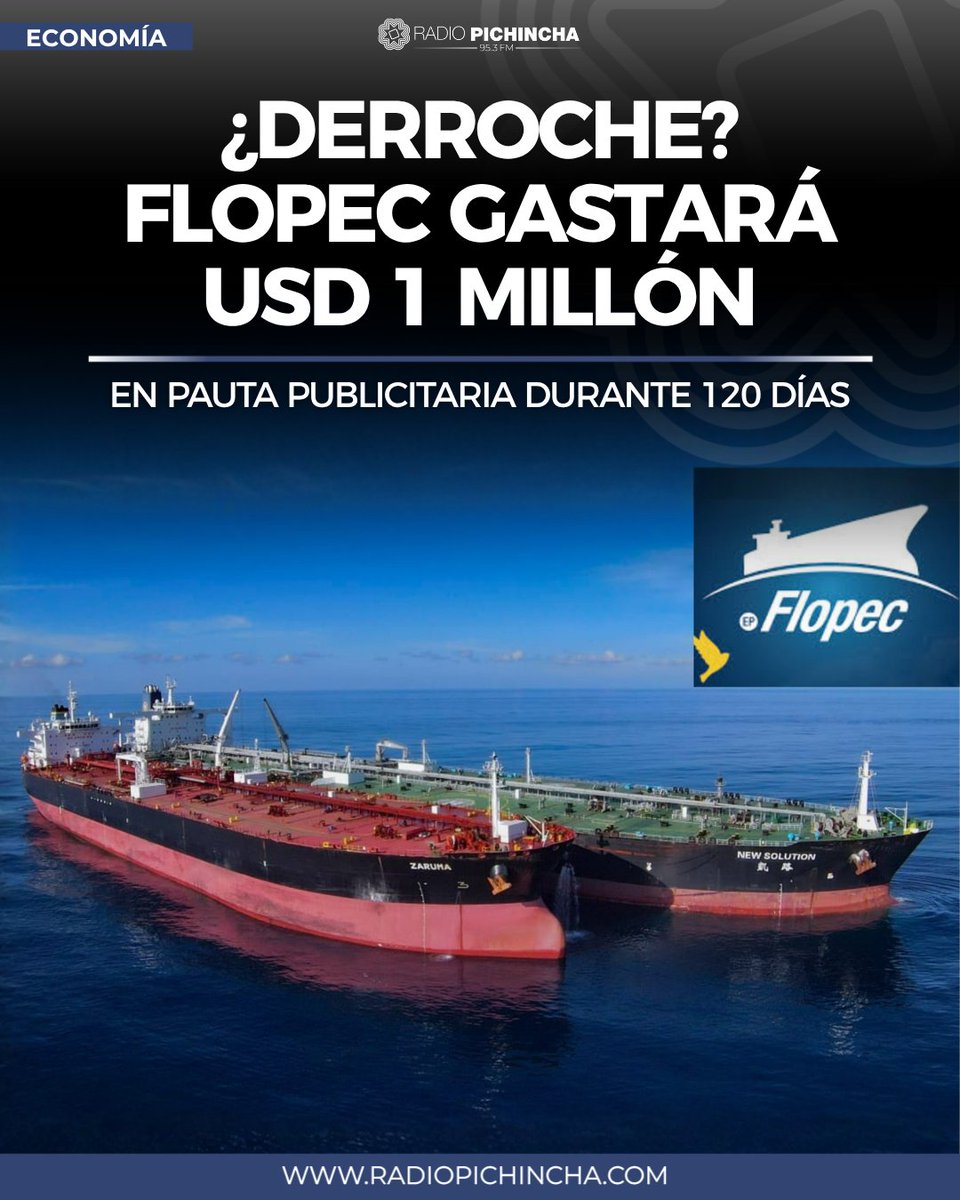 📈#Economía | La empresa pública, encargada del transporte marítimo de hidrocarburos, justifica la contratación para “el posicionamiento de la marca empresarial”.
#LaRadioDeLasNoticias 
Los detalles⤵️
radiopichincha.com/derroche-flope…