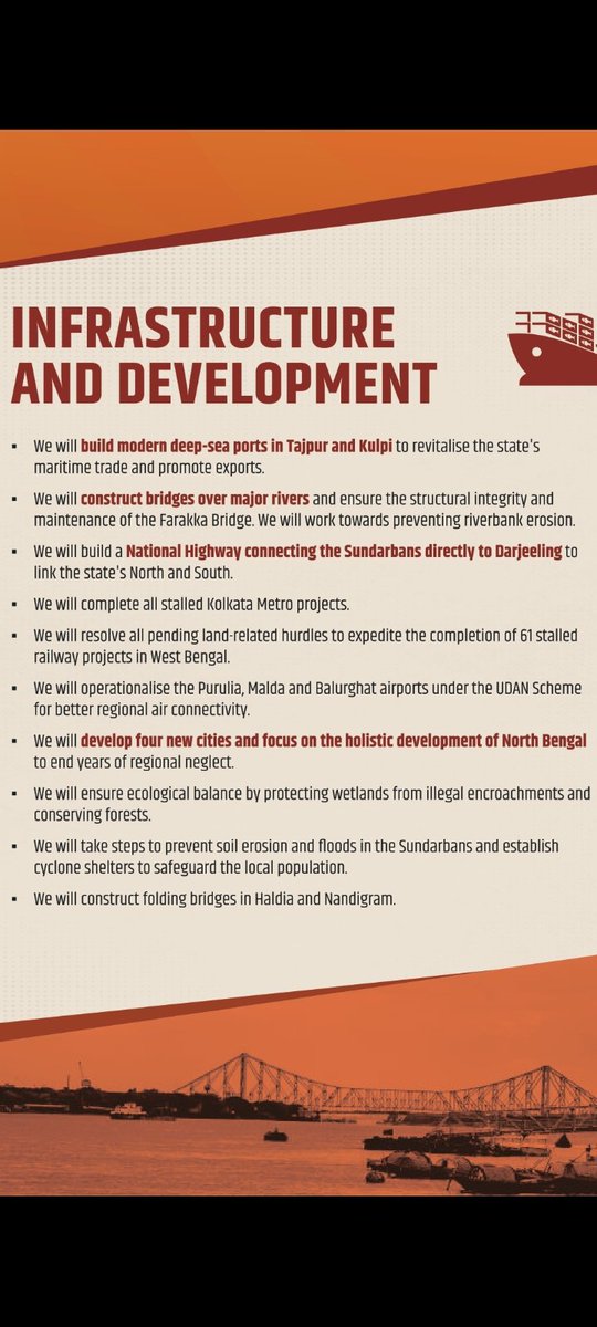 RounakMitra7's tweet image. @BJP4Bengal @BJP4India #Manifesto #InfrastructureDevelopment