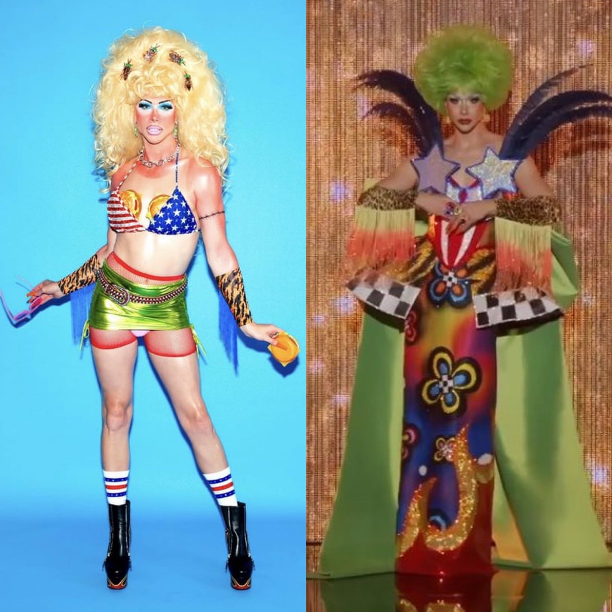 It took me a minute to realize this is supposed to be an elevated version of the burger look…<a href="/itsdarlenebtw/">DARLENE MITCHELL</a> you crazy wacko genius 😭🤩 #dragrace