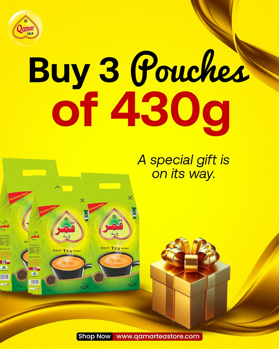 nsmqamartea's tweet image. End the week on a sweet   note. 

Buy 3 pouches of Qamar Tea (430g   each) and we'll include a special gift with your order.

 A little extra, from us to you. 

Order now: qamarteastore.com

#QamarTea #WeekendOffer