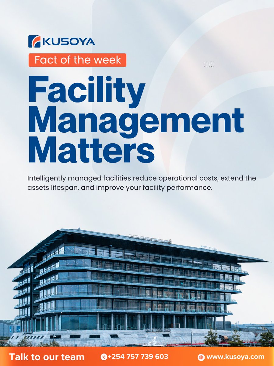 Kusoyaltd's tweet image. Ready to optimize your operations? Talk to us today.

🌐 kusoya.com |  📞 +254 757 739 603
#FacilitiesManagement #AssetManagement #ROI #PPM #OperationalExcellence #Kusoya #BuildingManagement #FMKenya #EastAfrica #PropertyManagement #CostReduction