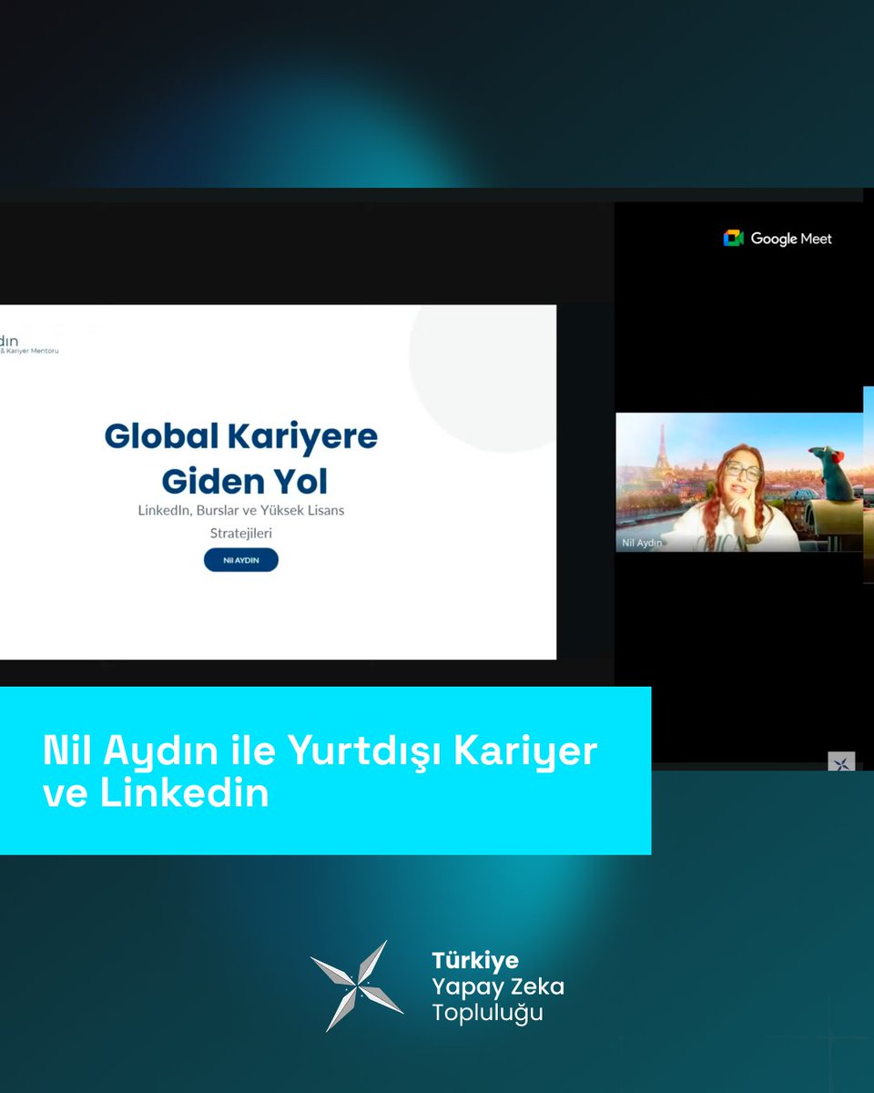 turkiyeyz's tweet photo. Türkiye Yapay Zeka Topluluğu olarak YouTube kanalımızda Nil Aydin'ı ağırladık ve "Yurtdışı Kariyer, Etkili LinkedIn Kullanımı ve Yüksek Lisans/Burs Stratejileri" üzerine harika bir yayın gerçekleştirdik.

Yayın linki : https://t.co/Q5LpbiVfMp

#TürkiyeYapayZekaTopluluğu #Kariyer https://t.co/0yhrPOp1Nq