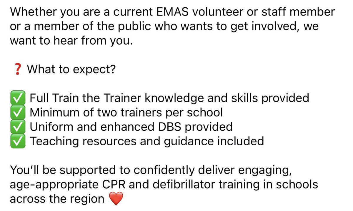 EMAS_CFR's tweet photo. 🚨Could you help us create the next generation of lifesavers? 🚨

We are looking for people to support our new EMAS Schools CPR Programme.

📧 Interested or want to find out more?

Visit https://t.co/McW7odOknE https://t.co/i59KDxlcA8