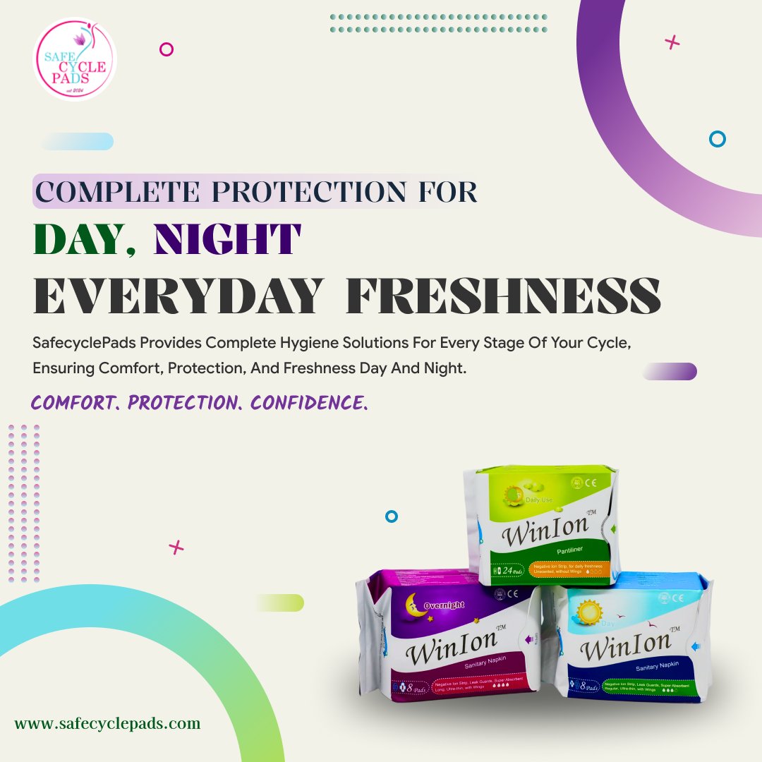 SafeCycle_Pads's tweet photo. Comfort. Protection. Confidence. ✔️
Safe Cycle Pads is your everyday partner for a stress-free, leak-free period experience.
Shop now: https://t.co/881V1pWL1s
#SafeCyclePads #HygieneMatters #StayFresh #SecureProtection #PeriodSupport https://t.co/g5iD9rvvAd