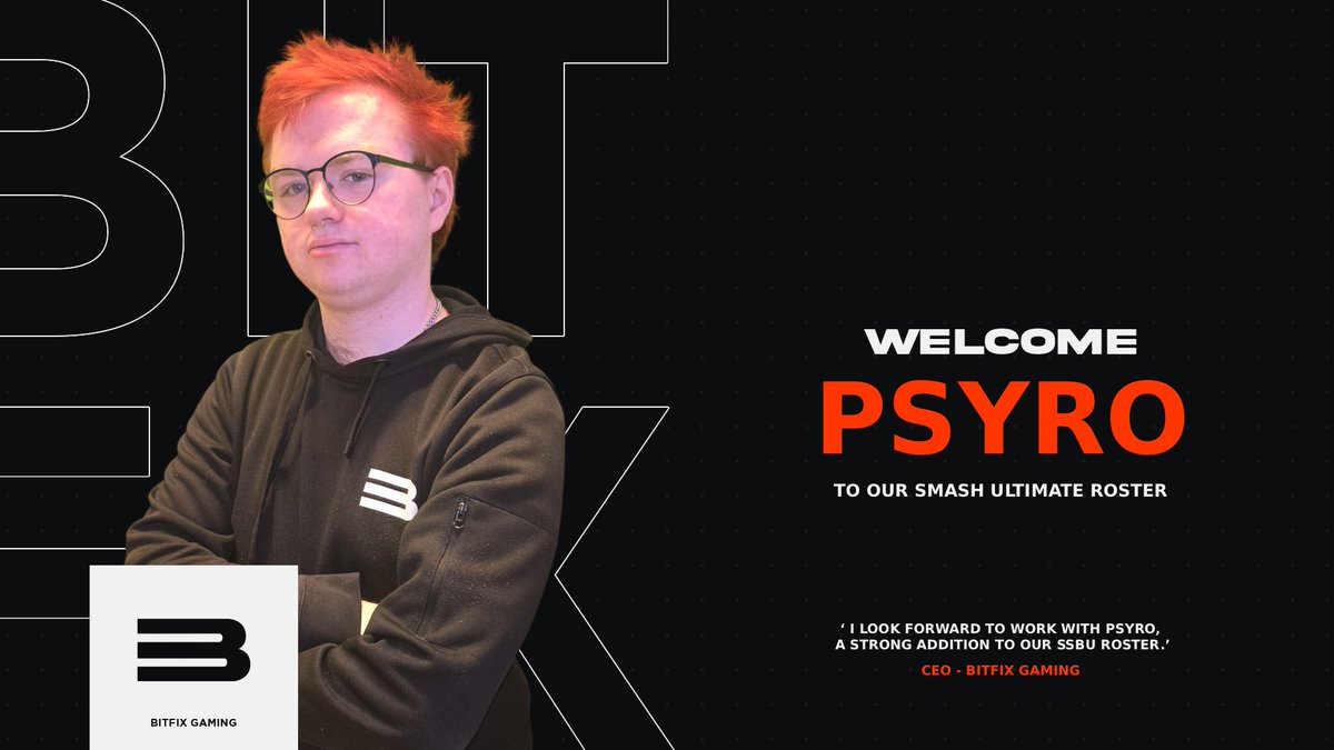 PLAYER ANNOUNCEMENT!

WELCOME @psyrosniper TO BITFIX GAMING

We’re excited to bring Psyro on board as part of our SSBU division - as a player, streamer, and TO 💪

They are also working on something exciting for the Smash scene in Trondheim together with BFG… 👀

Kicking things