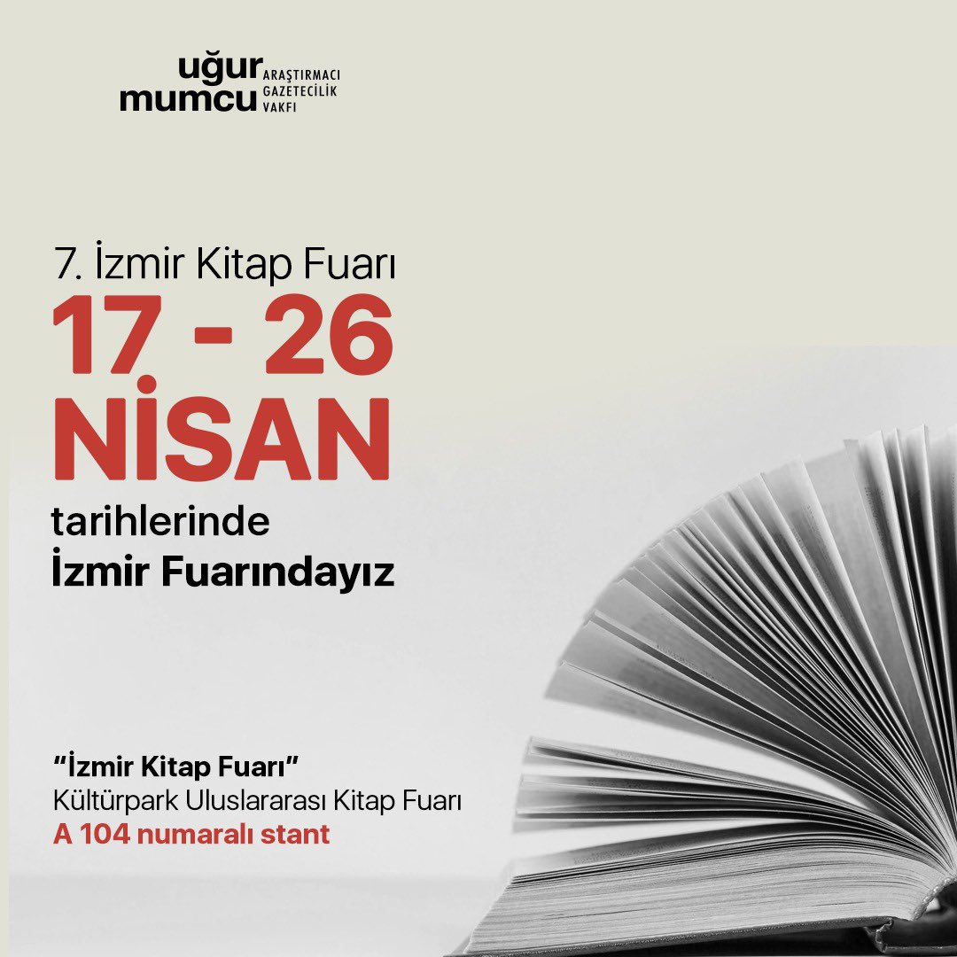 umagyayin's tweet photo. 📚 7. İzmir Kitap Fuarı’nda buluşuyoruz!

17–26 Nisan tarihleri arasında İzmir Kitap Fuarı’ndayız.

Siz değerli okurlarımızı bekliyoruz.

📍 Kültürpark Uluslararası İzmir Fuarı Alanı Lozan Kapısı
📌 A 104 numaralı stant https://t.co/Z8GskUiuOJ