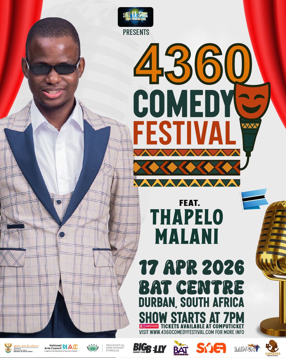MajorMovesBW's tweet photo. Catch @thapelomalanibw 🇧🇼 LIVE at the #4360comedyfestival in Durban 🇿🇦  alongside top notch comedians from 🇿🇦🇸🇿🇱🇸🇺🇲🇿🇲🇿🇼 
#MajorMovesComedy #thapelomalani #disabilitysupport #disabilityinclusion https://t.co/Hdoza7zXkv