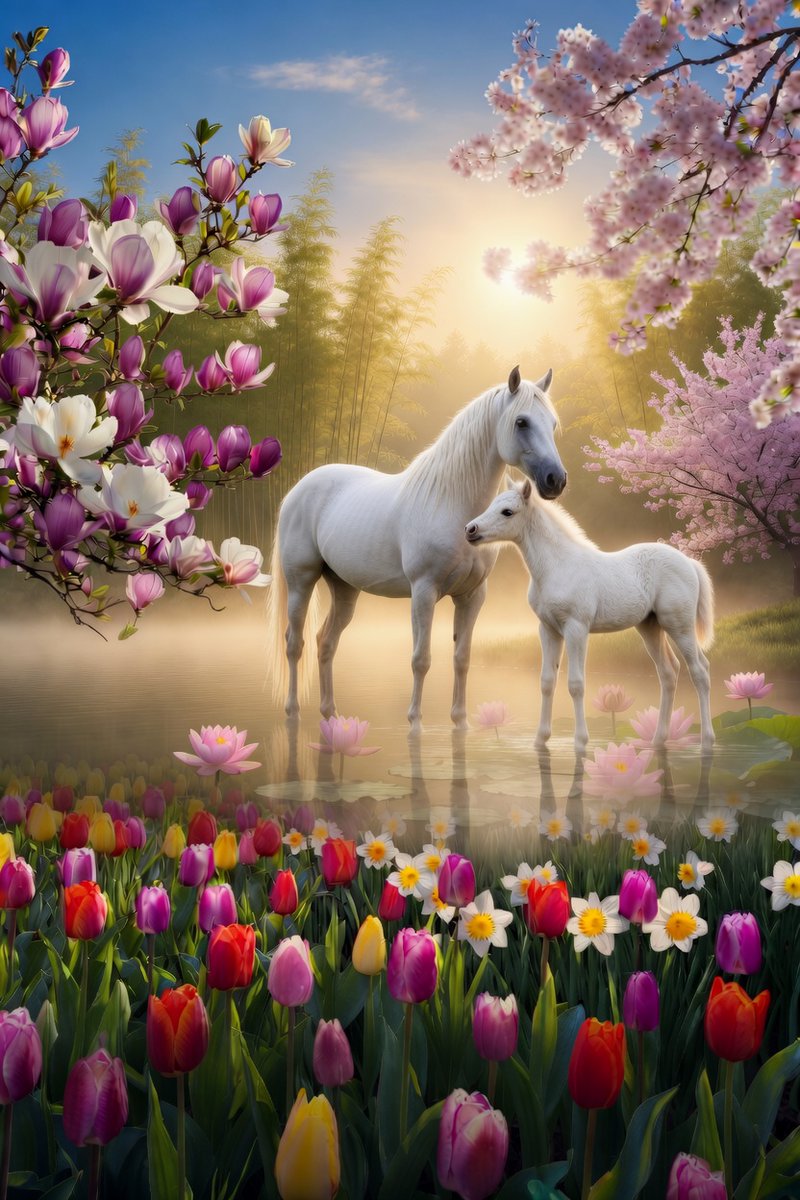 jazzy_bektas's tweet image. A mother’s love is the sunshine that helps her little one bloom. ❤️ 🐴 

#PhotoOfTheDay #AnimalLove #SpringVibes #Magical  #NatureIsBeautiful