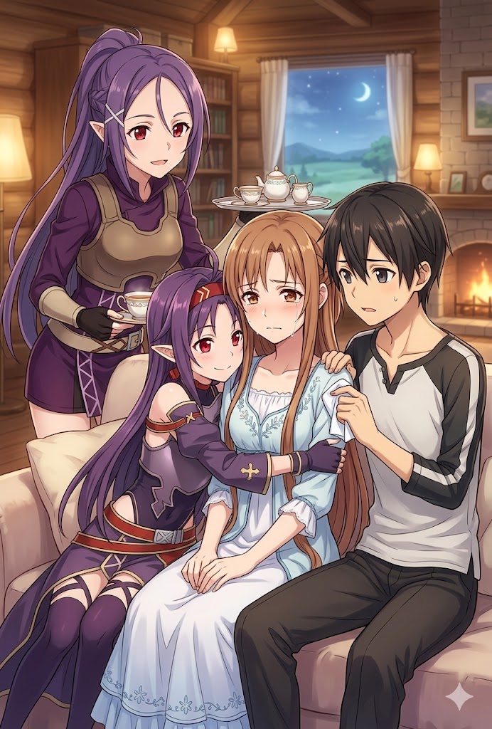 yuukikonno_ever's tweet image. The three important and best guardian angels for Asuna-san. 
sometimes I am jealous with Asuna ,,,,,

but she deserves these.
#sao_anime
#キリト
#アスナ
#ユウキ
#ミト
#warmmoment

by AI