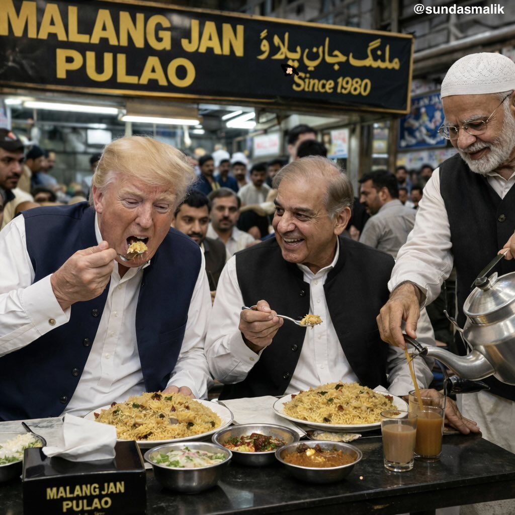 Sharif showcasing Pakistan’s classic cuisine and fantastic tea to Trump. 
#IslamabadTalks