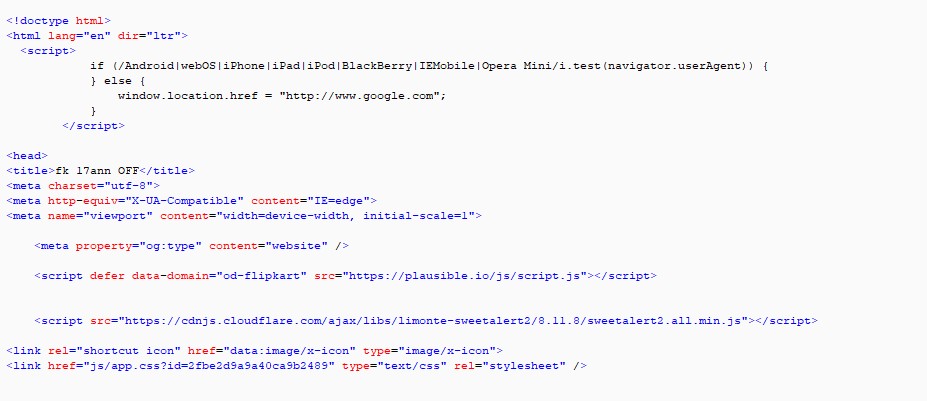Malwarehunterr's tweet image. #Flipkart 17th Anniversary scam

Mobile only page (desktop → redirected to Google)

Fake iPhone 15 reward → quiz → gift box → WhatsApp share loop

Domain: hyndoffr[.]pages[.]dev

#phishing #scam