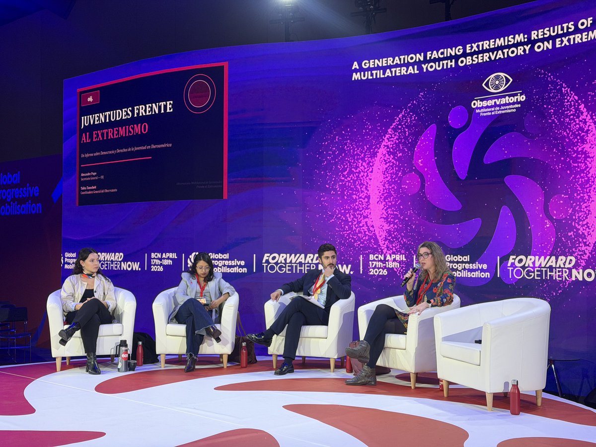 En <a href="/GPMobilisation/">Global Progressive Mobilisation</a> presentan informe: Entre los jóvenes hay insatisfacción con el funcionamiento de las democracias.

Observan normalización de discursos extremistas que desafían a las democracias.

👉 95.5 % de los/as jóvenes se preocupan por el ambiente.

#GPM2026