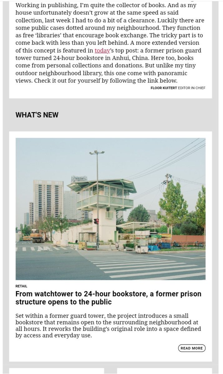 msstageco's tweet image. 📚Set within a former guard tower, the project introduces a small bookstore that remains open to the surrounding neighbourhood at all hours. It reworks the building’s original role into a space defined by access and everyday use.📐

#reDesign | #reImagine
frameweb.com/article/retail…