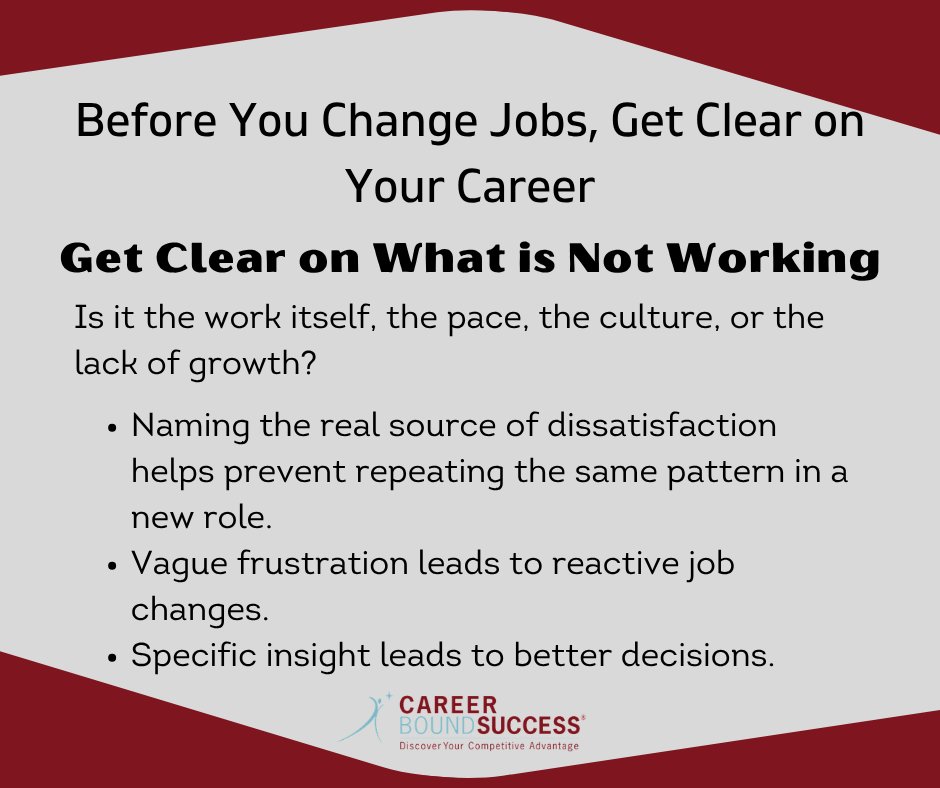 A great way to determine what kind of career you want is to determine what you don't want to do or what is not working in your current role.

Visit careerboundsuccess.com for more tips