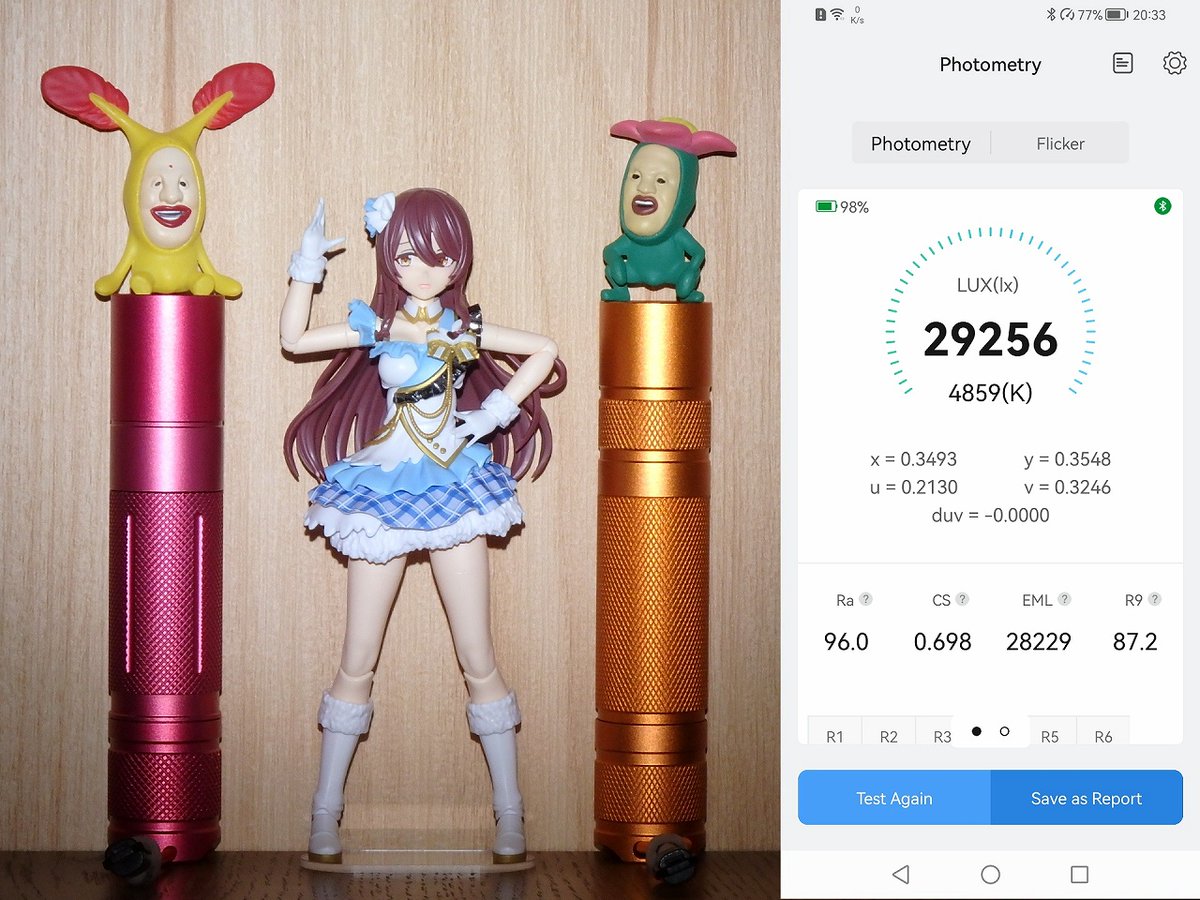 aka_katokichi's tweet photo. 新しく入手したT1には一瞬在庫が復活した際に確保したSFT25R 5700K高演色を入れてみました。ダイのエッジがボケて具合の良いFFL/NTGの3535よりハッキリした円形の照射になり、照度も随分上がりましたが、今回のロットはやや色温度が低めに出るようです。
#Weltool https://t.co/ASmGDdH22N