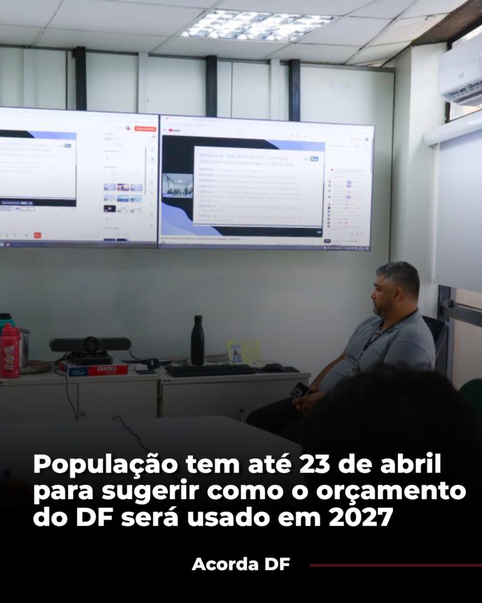 Moradores do Distrito Federal têm até o dia 23 de abril para enviar sugestões que ajudem a definir as prioridades do orçamento de 2027. 

acordadf.com.br/noticias/brasi…