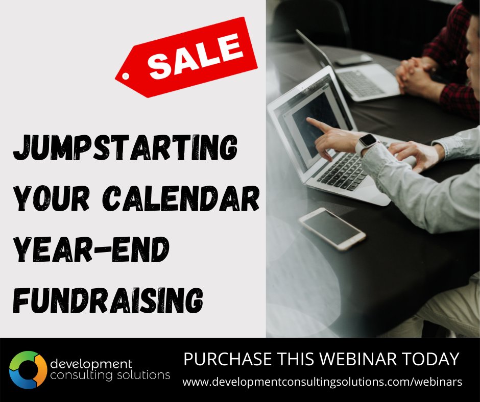 RobinCabralCFRE's tweet image. Jumpstarting Your Calendar Year-End Fundraising

Purchase this webinar today: developmentconsultingsolutions.com/webinars

#coaching #nonprofit #fundraising #fundraisingideas #charityfundraiser