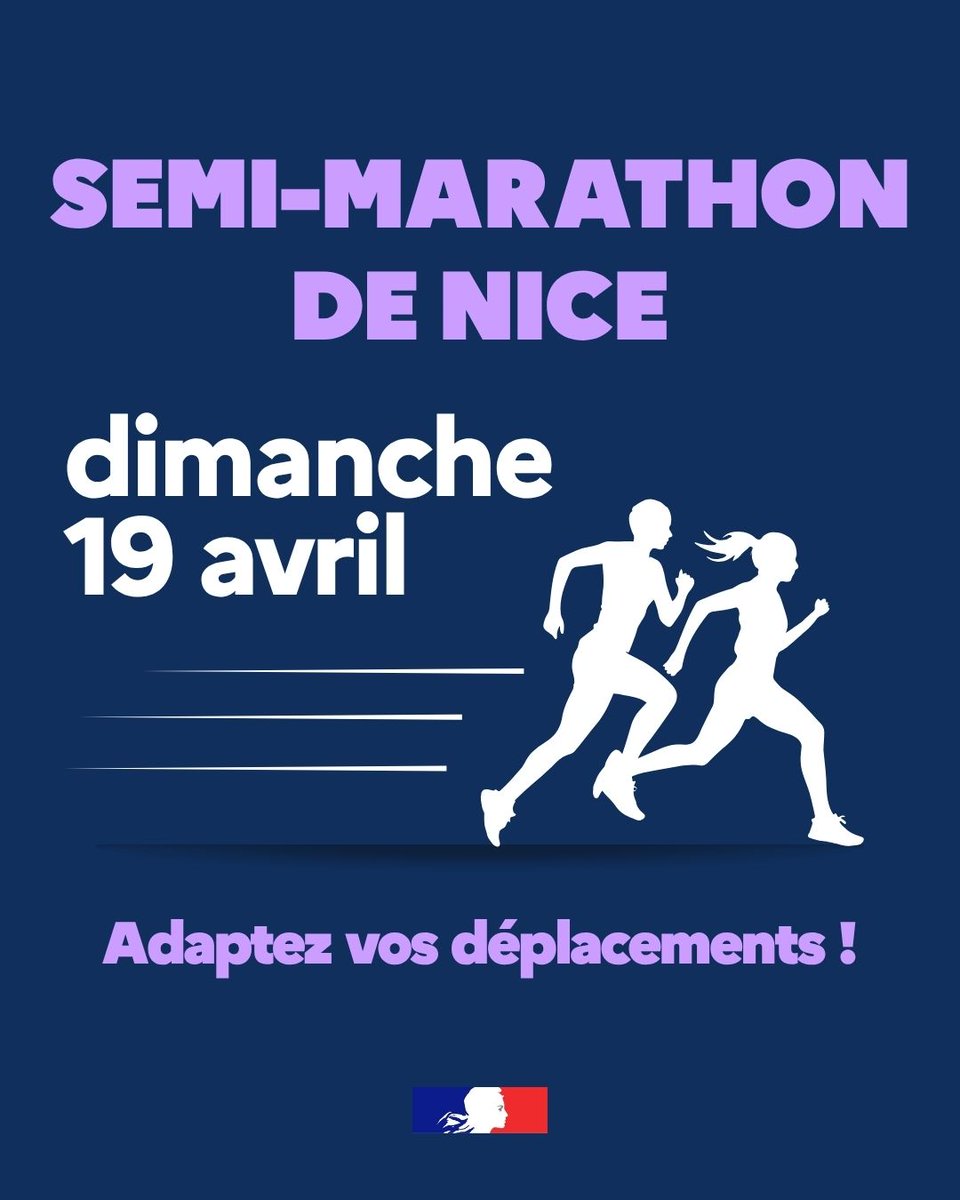 Information circulation - Semi-marathon de Nice

🏃 Ce dimanche 19 avril 2026 a lieu le semi-marathon de Nice

ℹ️ A cette occasion, la Promenade des Anglais et d'autres axes routiers seront fermés à la circulation

👉 Pour bien anticiper vos déplacements, informez-vous sur les