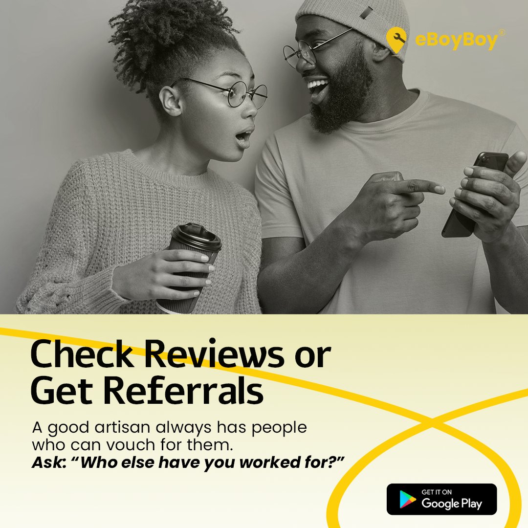 eboyboy72930's tweet photo. Before you hire an artisan, pause.
Check reviews. Ask for past work. Get real proof. 🔍
Don’t let bad jobs cost you time, money, and stress—choose smart.

#eBoyBoy #SmartHiring #ArtisanTips #HomeServices #TrustButVerify #CustomerTips #NigeriaBusiness #HireRight #DigitalTools https://t.co/MsrBtmlkbJ