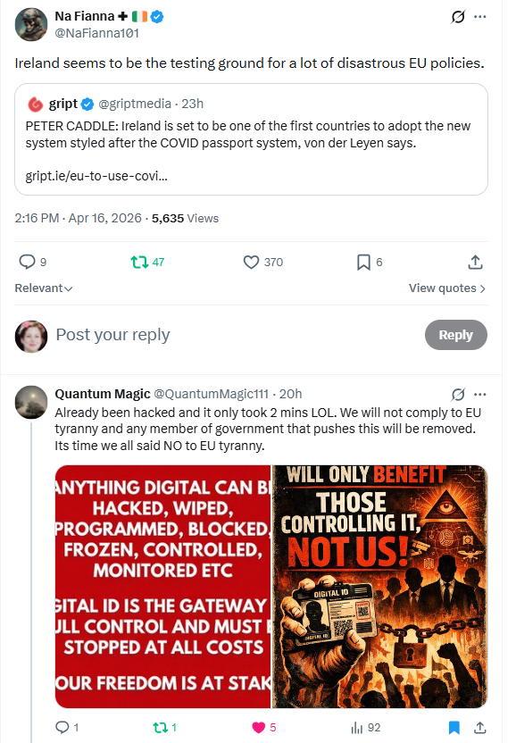 GoogleExpertUK's tweet image. Ireland🇮🇪seems to be the testing ground for a lot of disastrous EU policies.
- @NaFianna101 The truth is all that matters.
🎥Listen to some common sense with Sebastian Daly Wall and @PhilipDwyer_MOI⏬
x.com/HeartBreakSebb…
#socent✝️#news