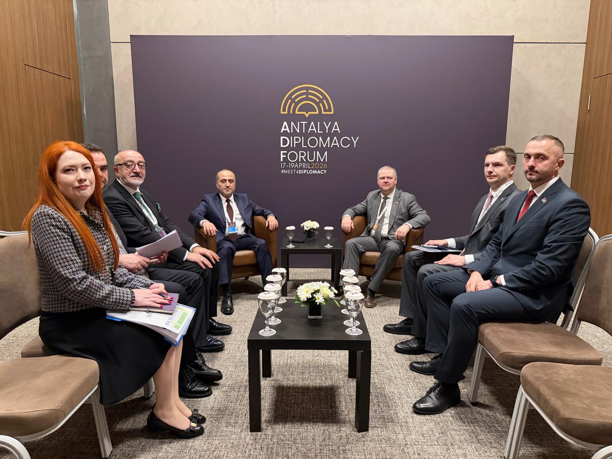 SAM_MFA's tweet photo. SAM Başkanı Prof. Dr. Ramazan Erdağ’ın Belarus Stratejik Araştırma Enstitütüsü (BISR) Direktörü Oleg Makarov’la #ADF2026 marjında biraraya geldiği görüşmede iki kurum arasında olası işbirliği alanları değerlendirildi.

@TCDisisleri @AntalyaDF @SAM_MFA https://t.co/lgFYGXBtP1