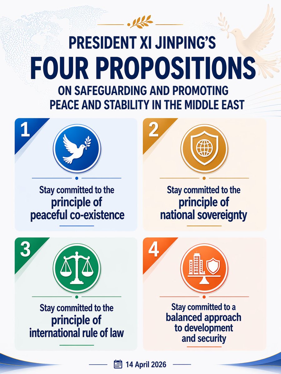 Chinese President Xi Jinping made four propositions on safeguarding and promoting peace and stability in the Middle East.