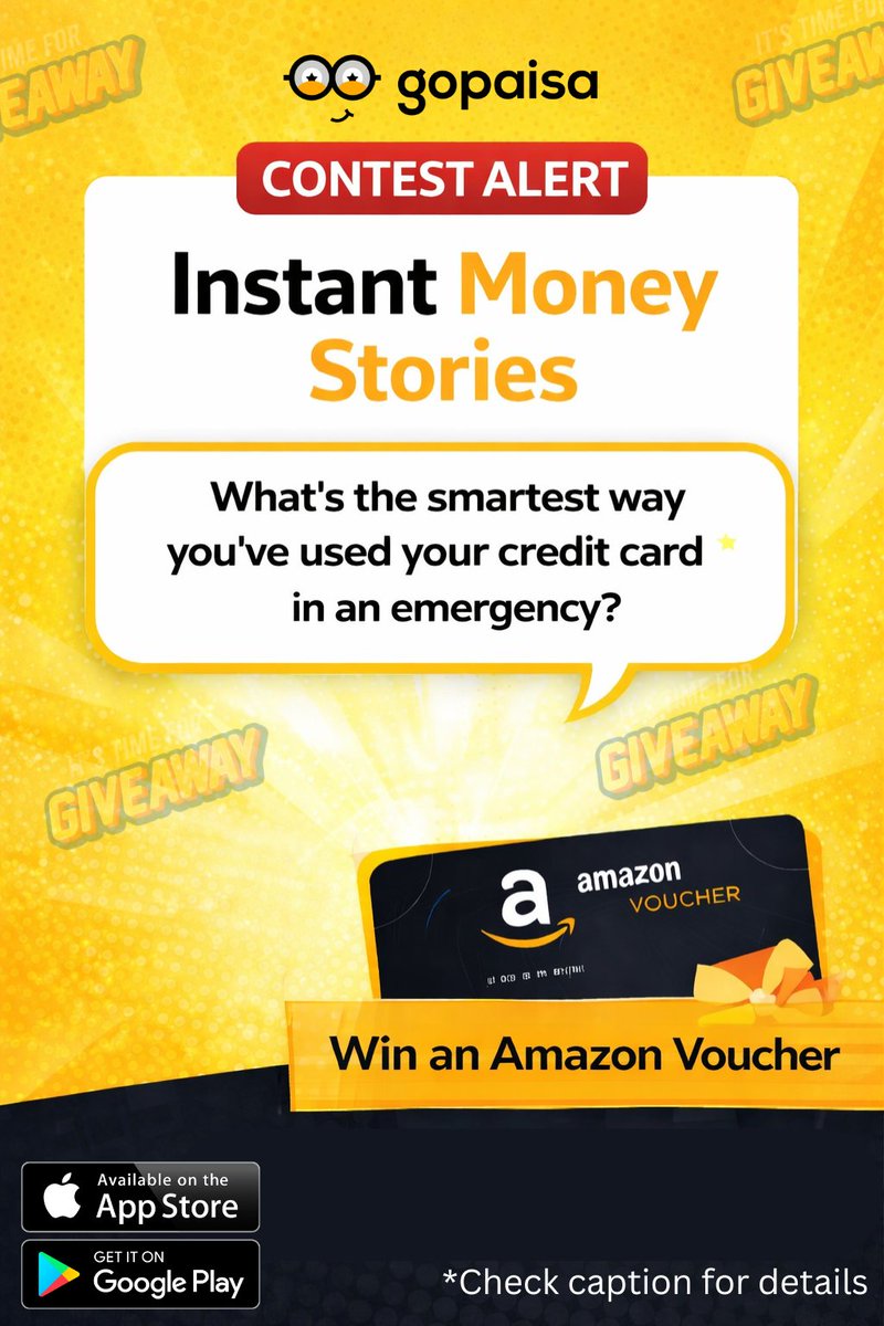 GoPaisaCom's tweet image. What’s the smartest way you’ve used your credit card in an emergency? 💳Share your answer on your story &amp;amp; tag us to win an Amazon voucher 🎁#InstantMoneyStories #GoPaisa #ContestAlert #WinAmazonVoucher #MoneyMoves