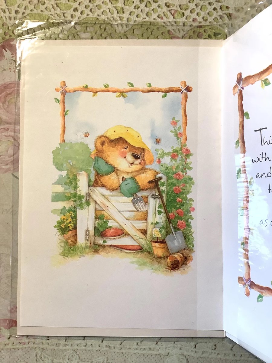 WatsonsVintage's tweet image. NEW LISTING and Only TWO Available at just ££.50 each (+P&amp;amp;P)!!! RARE 1990s Vintage Birthday Card with ADORABLE 'Gardener' Bear Design Inside and Out - Sweet Verse Inside - Cute Nostalgic Card for a Friend etsy.me/4vGdRPa via @Etsy #VintageCards #BirthdayCards