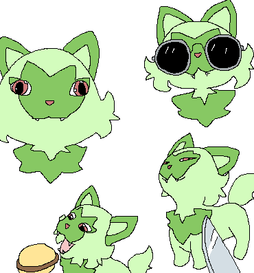 Sprigatito cat meme doodles
(heh kitty)
