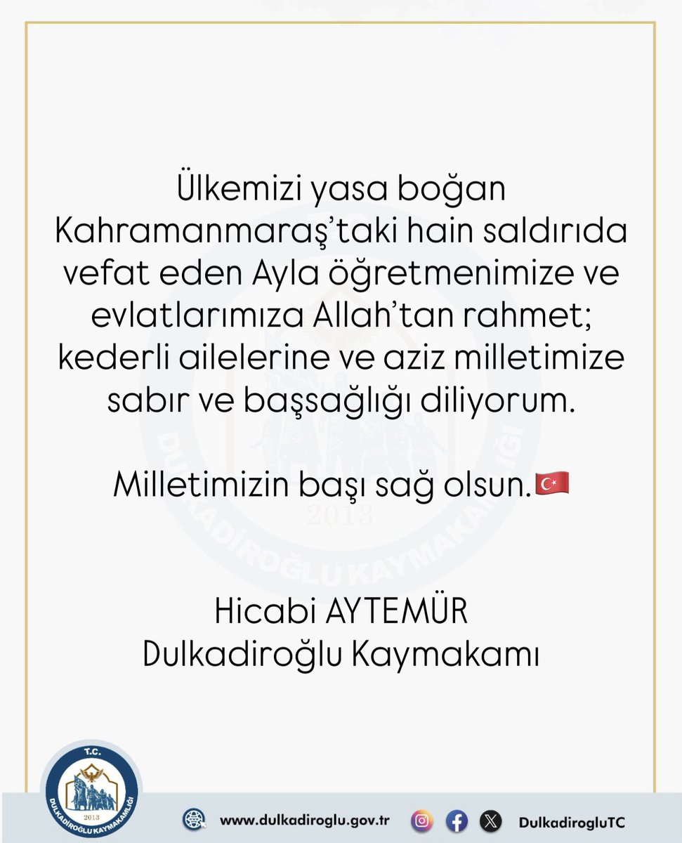 Dulkadiroğlu Kaymakamlığı tweet media