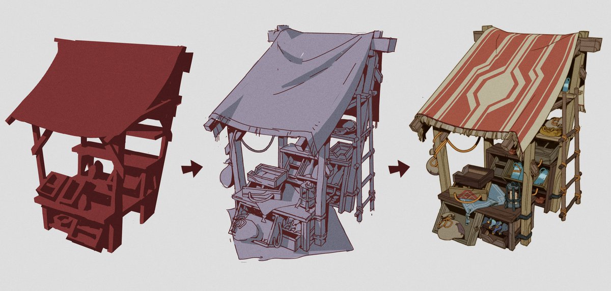Had a couple folks ask for my process!
I start with thinking of the design through a macro lens of shape/size ratios and overall silhouette to give the composition a focal point and then I begin to refine that initial idea and all its details 🧵(1/3)