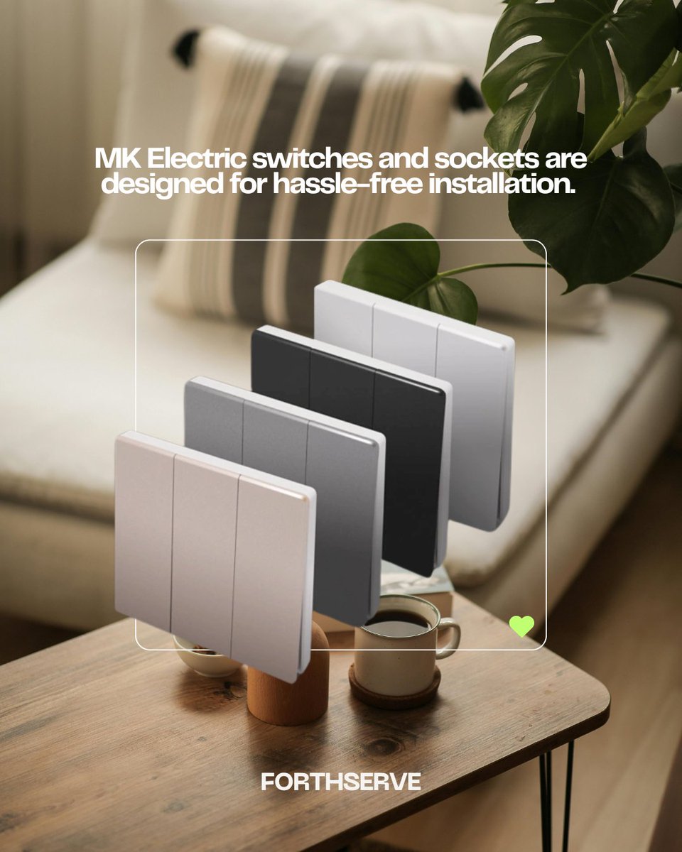 forthserve's tweet image. MK Electric switches and sockets are designed for hassle-free installation. Less time wiring, more time enjoying your space!

#EasyInstall #MKElectric #HomeDIY #SwitchAndSocket #SmartHome