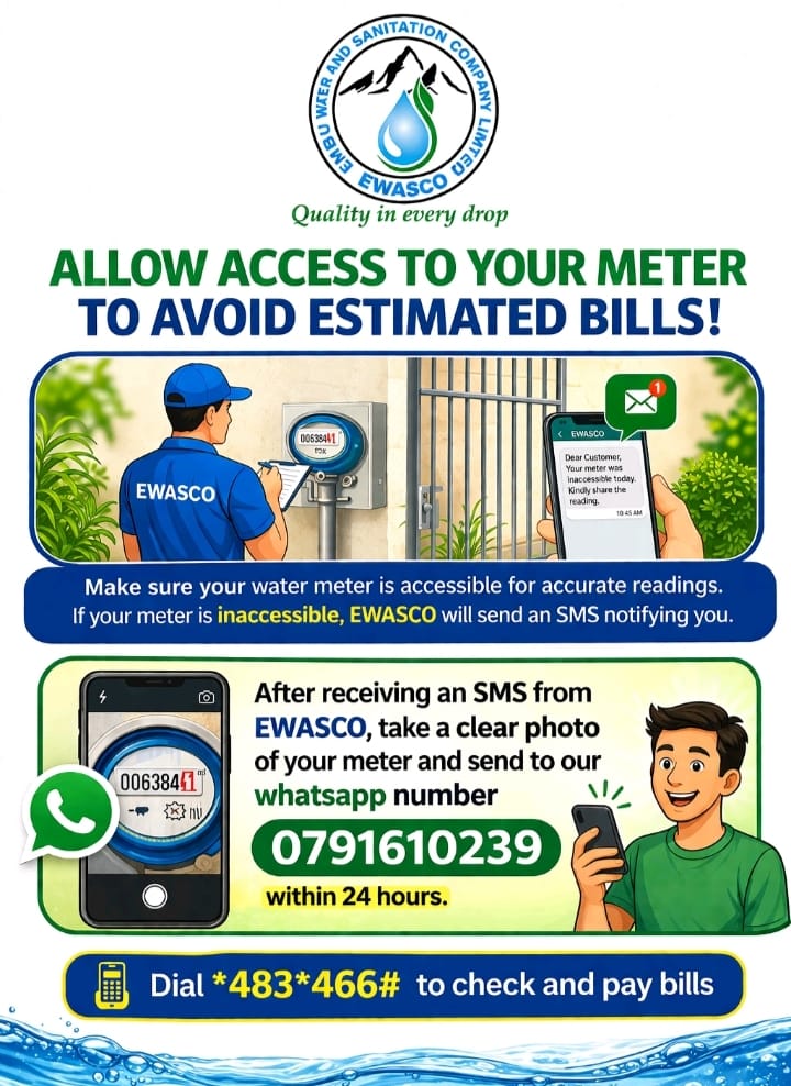 EWASCO_Limited's tweet photo. WHEN IS YOUR METER CONSIDERED INACCESSIBLE? 🤔
1)When the Meter is blocked by a fence 
2)When the Meter is Surrounded by overgrown bushes 🌿
3)When the Meter is Covered or hidden in a meter box
4)‘Mbwa Kali’ 🐕
5)When the gate is locked 🔒 https://t.co/KW4JMI0d9s