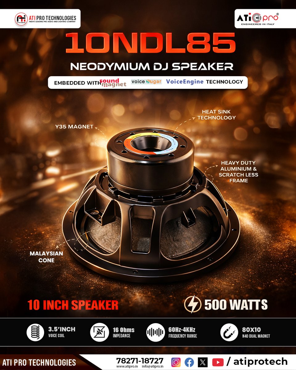 atiprotech's tweet image. Power meets precision 🔊🔥10NDL85 Neodymium DJ Speaker
⚡ 500W Performance
🎶 Clear &amp;amp; powerful sound
💪 Built for professionals
Upgrade your sound with ATI Pro!
#ATIPro #DJSpeaker #Neodymium #ProAudio #SoundSystem