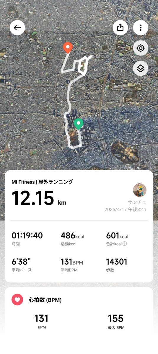 10yen_punch's tweet image. 退勤後に12.15kmスロージョグ🏃
同僚とのサシ飲み前にゆる〜く消費しときました🔥
#ジョギング #ランニング 
#jogging #running #mifitness