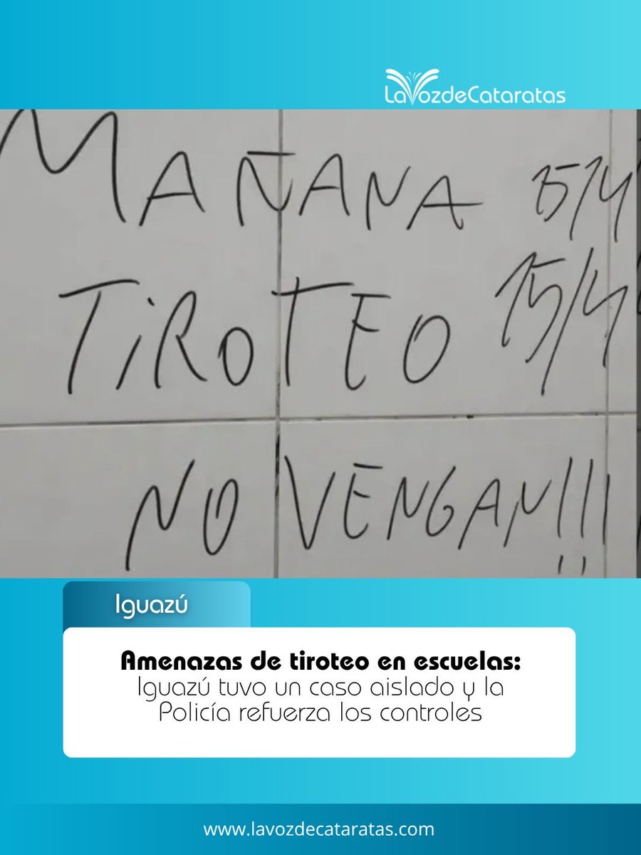 🔵 🔵Según indicaron desde la Unidad Regional V a LaVozDeCataratas, solo en un establecimiento educativo se detectó una amenaza.🔵“Estamos trabajando con operativos a full, entrevistando a los docentes”, señalaron fuentes policiales. ➡️lavozdecataratas.com/2026/04/17/ame…