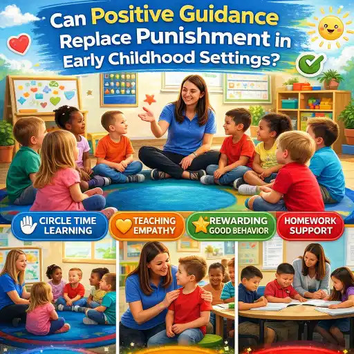 ChildCareEd's tweet image. #classroom #children #guidance #discipline Can Positive Guidance Replace Punishment in Early Childhood Settings?: The article argues that positive guidance—teaching social and self‑regulation skills through predictable routines, natural and logical… dlvr.it/TS52X3