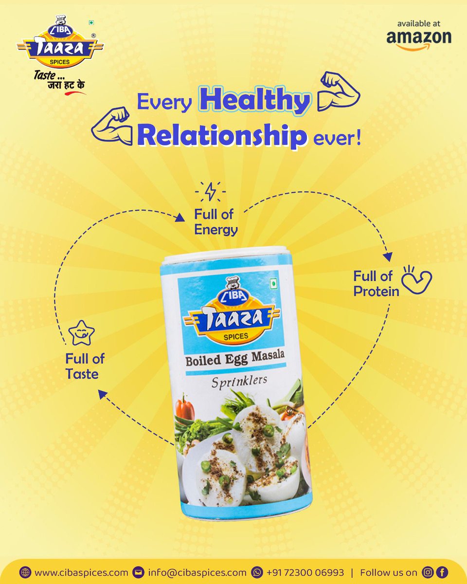 CibaSpices's tweet image. Healthy relationship ka real secret? 💪
Ab har meal ko banaaye power-packed aur tasty 😍

#HealthyRelationship #ProteinPower #TasteKaTadka #FoodieIndia #HealthyEating #SpiceLovers #EggLovers #GoodFoodGoodMood #DailyNutrition #CibaSpices #ShopNow #LinkInBio