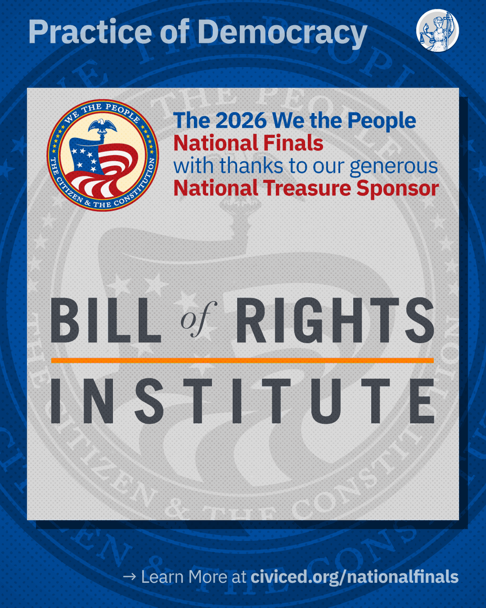 CivicEducation's tweet photo. Behind every student at #WTPFinals is something bigger than preparation.
It’s partnership.
Thank you to the @BRInstitute and The Jack Miller Center, our National Treasure Sponsors.
#America250 https://t.co/vXn447Wd9P