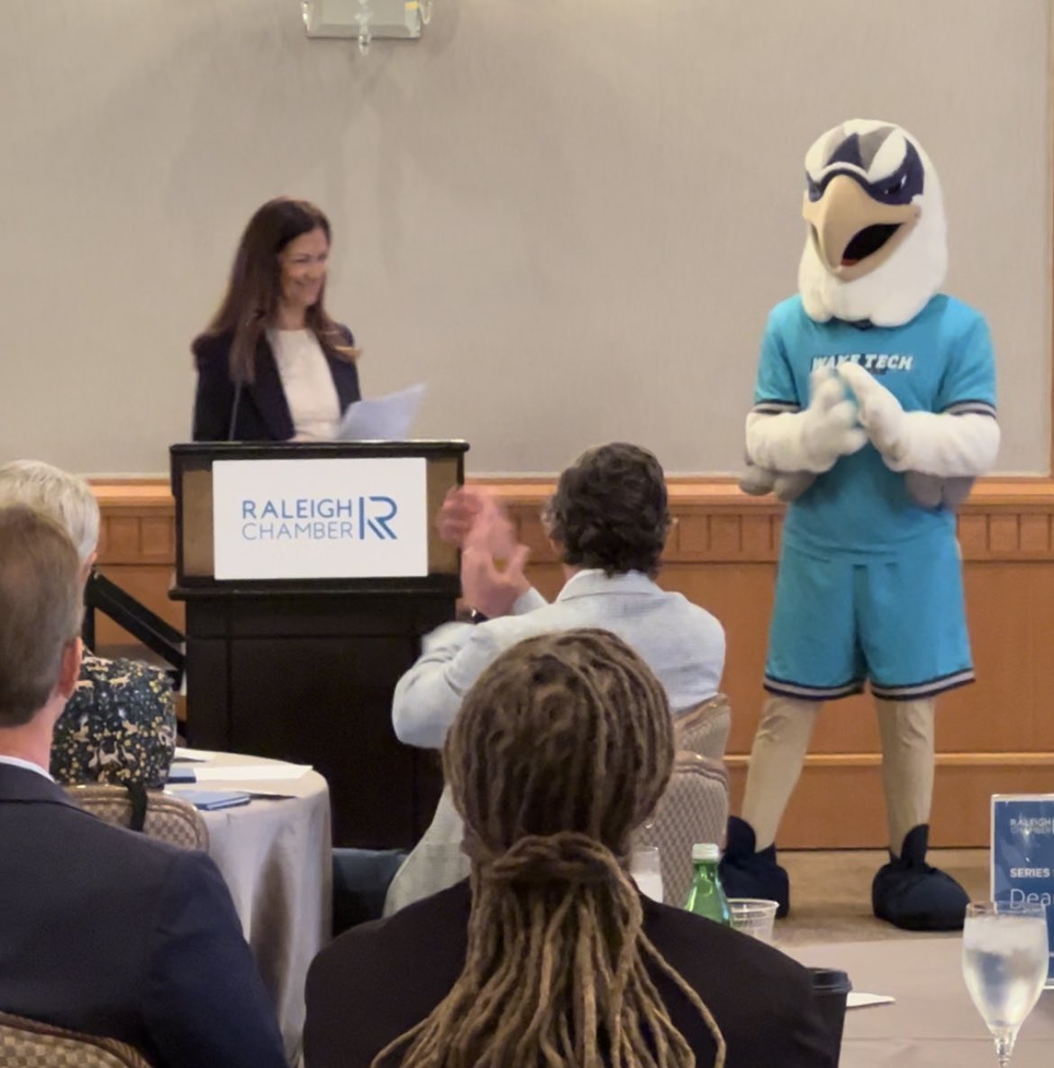 raleighchamber's tweet image. Guess who stopped by #CSuitePers?!

Platinum Sponsor Cooperating Raleigh Colleges invited @waketechcc to take the stage - and the spotlight!