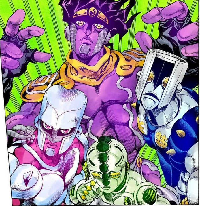 Star platinum on dirait le daron des autres stands sur cette cover. On voit c'est qui le patron