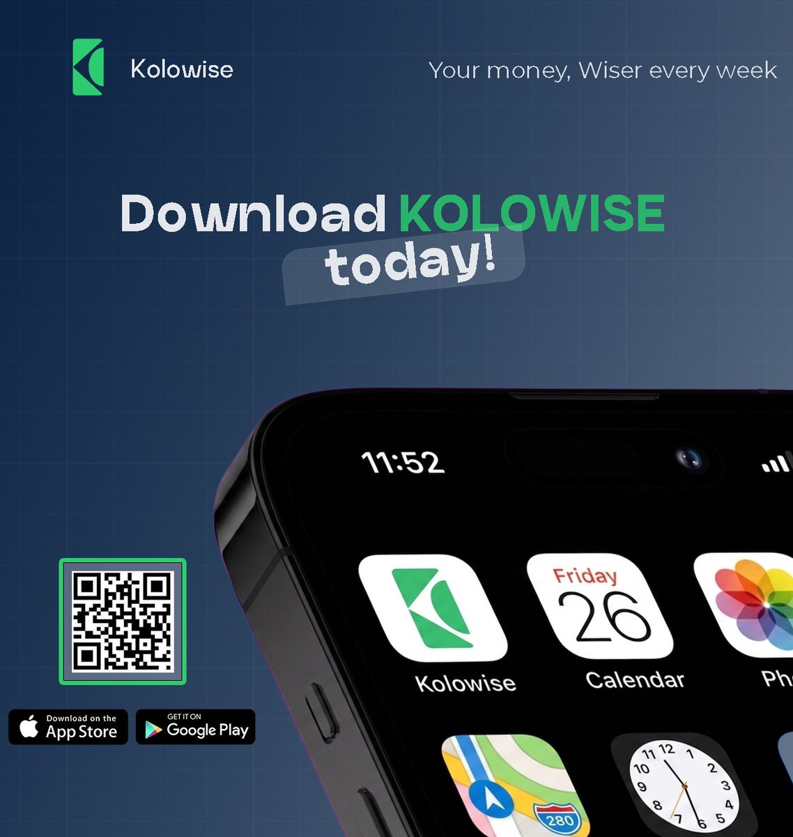 Designed a concept for KOLOWISE
a digital savings platform built for disciplined growth.
Clean system. Clear purpose. Real impact.

I don’t just design visuals.
I design meaning people can trust.
Here is my take on this design project. 

More visuals coming soon.... ✨✨