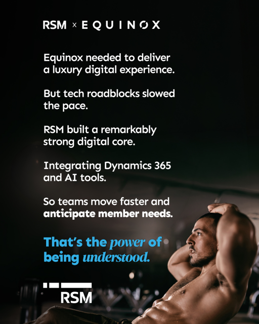 Behind every premium brand is an operational engine that must run perfectly. To help Equinox deliver a luxury digital experience, we implemented a robust data strategy and AI tools that let Microsoft Dynamics 365 do the heavy lifting. By eliminating... rsm.buzz/4tgHuES