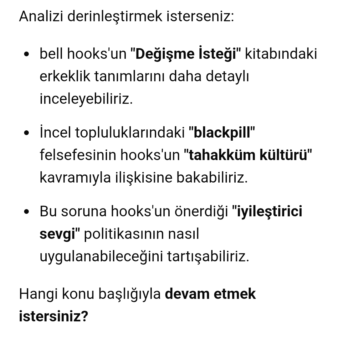 ali_riza_90's tweet image. +7

#bellhooks
#incelerkekleri
#patriyarka
#patriyarkalsiddet
#feminizm
#esitlik
#özgürlük

+
