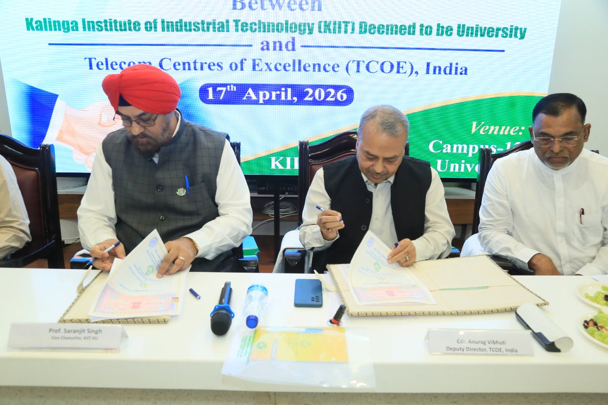 TCOEINDIA's tweet photo. @TCOEINDIA  signs MoU with @KIITUniversity  to drive innovation in 5G, 6G &amp; future telecom networks.

The collaboration will focus on research, skill development, startups, and industry-academia partnerships to strengthen India’s telecom ecosystem.

#TCOEIndia #KIIT #5G #6G https://t.co/UXWQN1sxoE