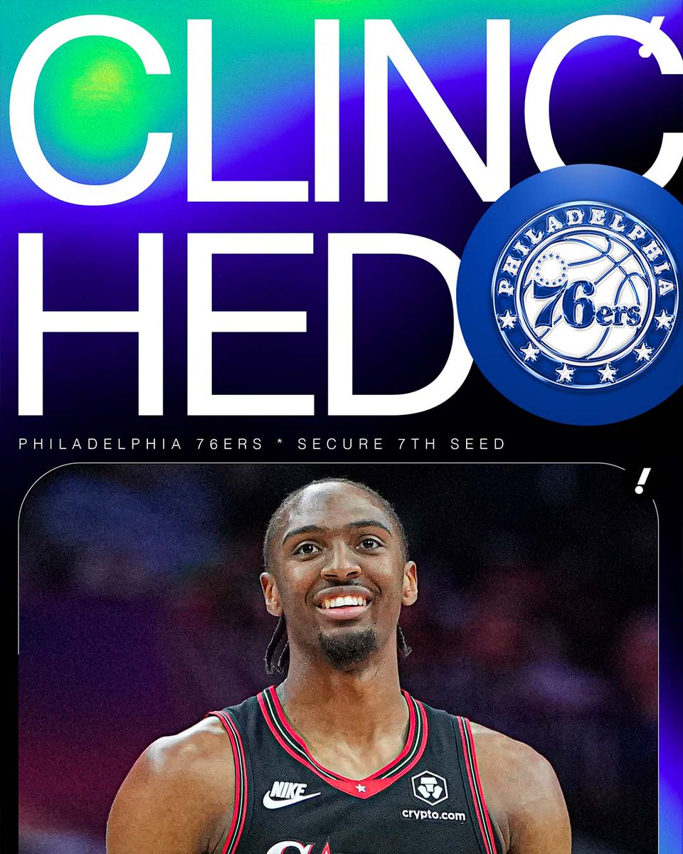 TheTamirMoore's tweet image. SIXERS 🔔 ARE GOING TO THE PLAYOFFS! 

Following Wednesday's win 109-97 over the Magic 🪄, the 76ers 🔔 grab the No. 7 seed and set up a first round series with the No. 2 seed Celtics ☘️.

#MadeForThis