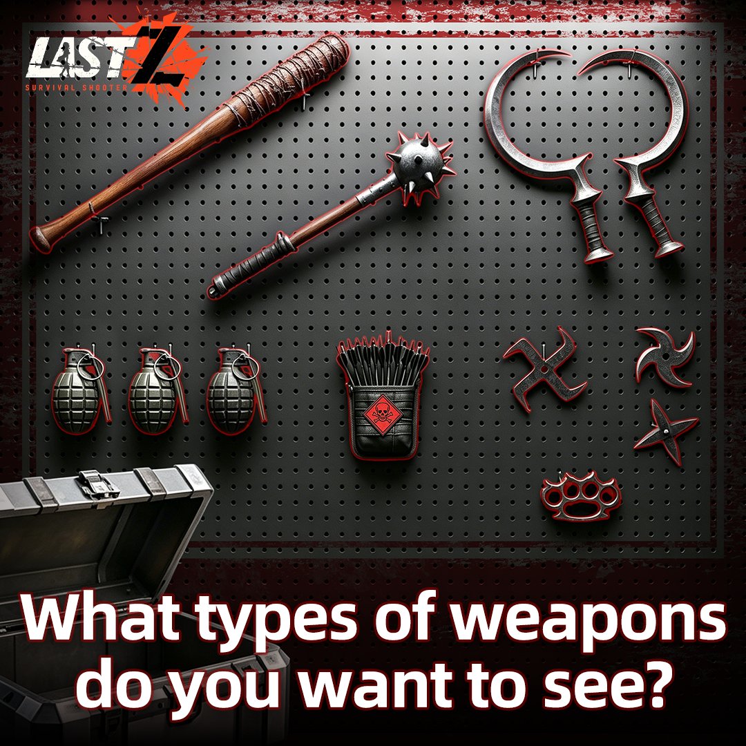 LastZ_EN's tweet photo. [Weapon Creation]

From chainsaws to katanas, what other interesting weapons do you hope to see in Last Z: Survival Shooter?

Tell us your craziest ideas below and we just might make them a reality! 🤪

#LastZSurvivalShooter #LastZActivity https://t.co/7Y8MazzOkz